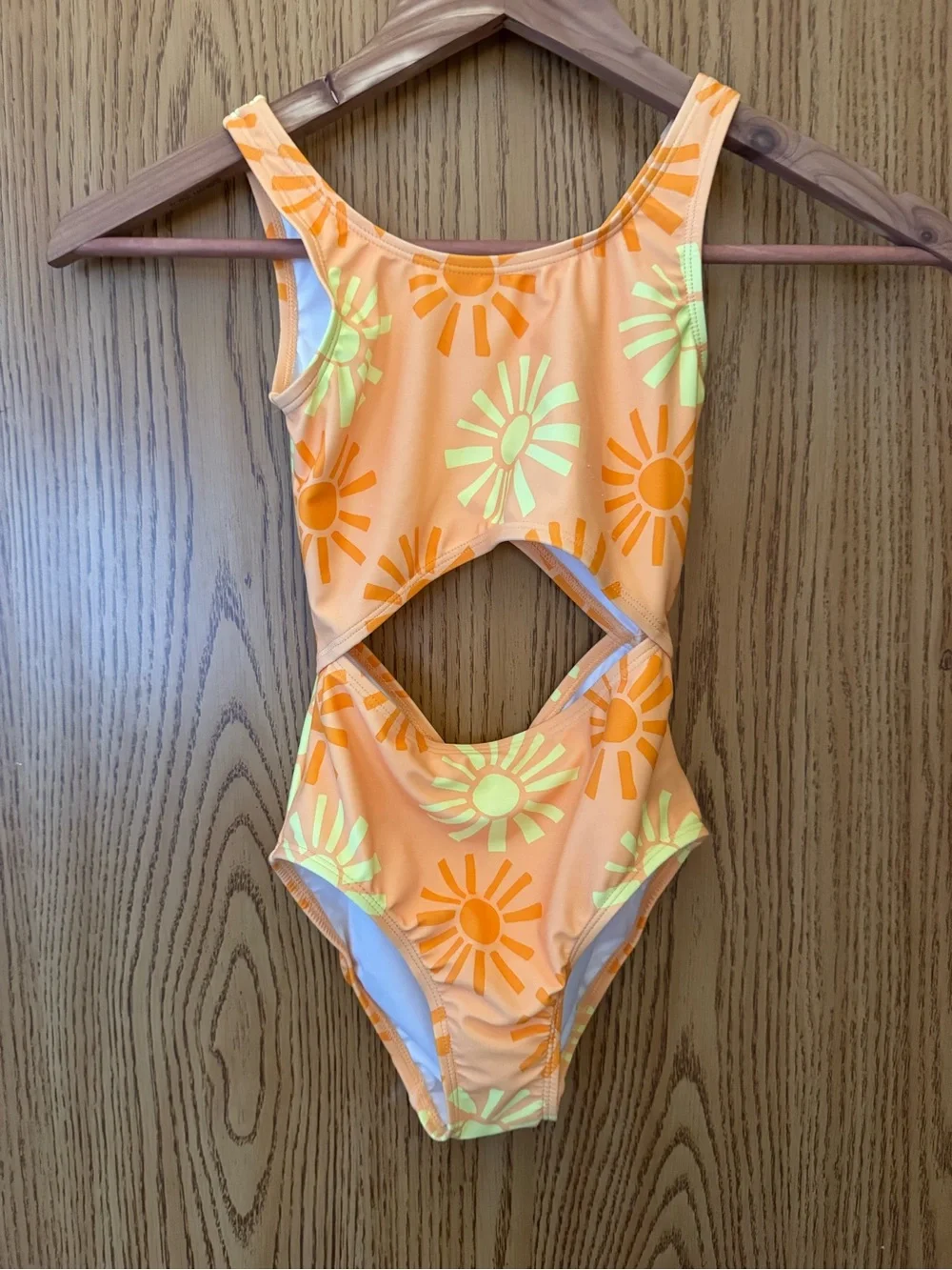 Old Navy Orange and Yellow Patterned Swim Top